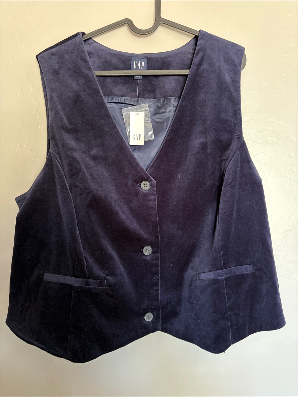 GAP Deep Navy Velvet Button Vest